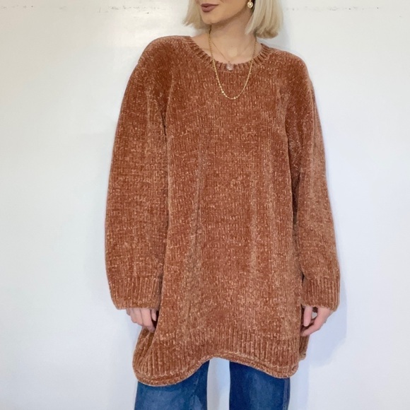 Chenille Amber Super Soft Oversized Slouchy Knit Crewneck Sweater Top - Picture 1 of 7